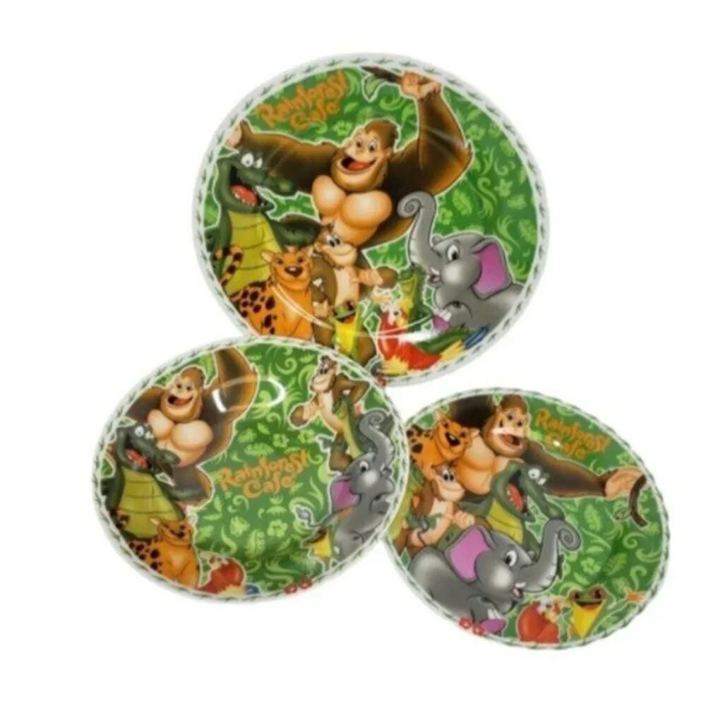 Vintage Rainforest Cafe 3 Piece Place Setting Bowl Salad Dinner Plate Br… - Picture 2 of 13